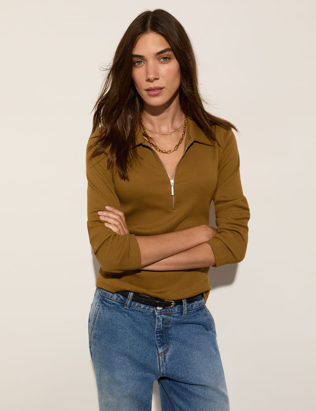Pure Cotton Half-Zip Top