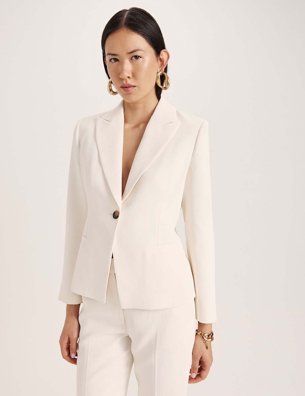 Saba Women's Single Breasted Blazer - 8 - Cream - Available at M&S