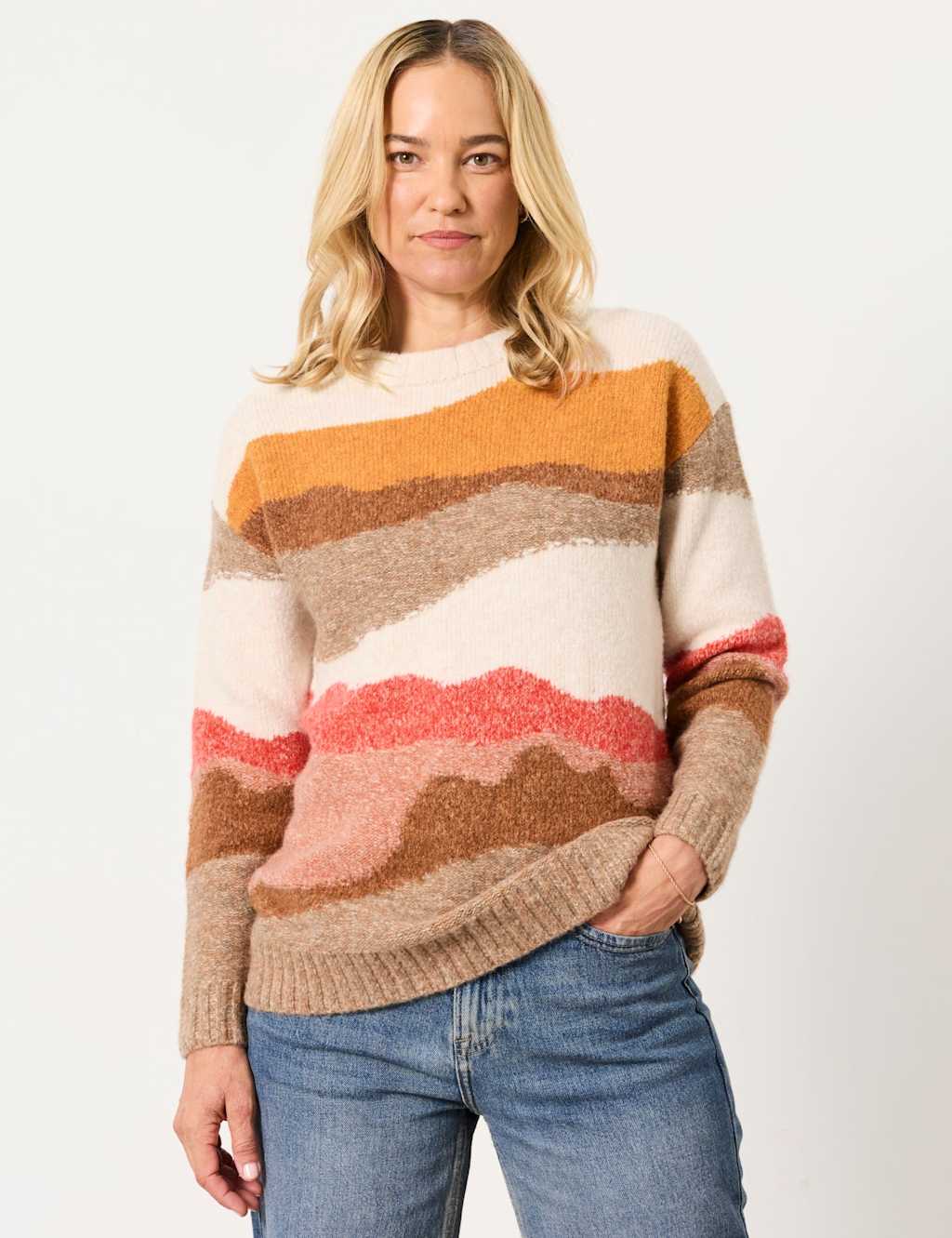 Fatface Women's Wool Blend Abstract Jumper - 14 - Natural Mix - Available at M&S