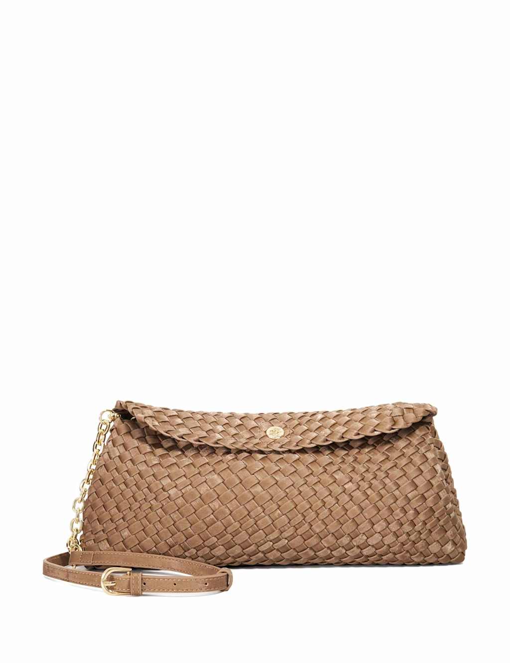 Dune London Faux Leather Woven Clutch Bag Bronze
