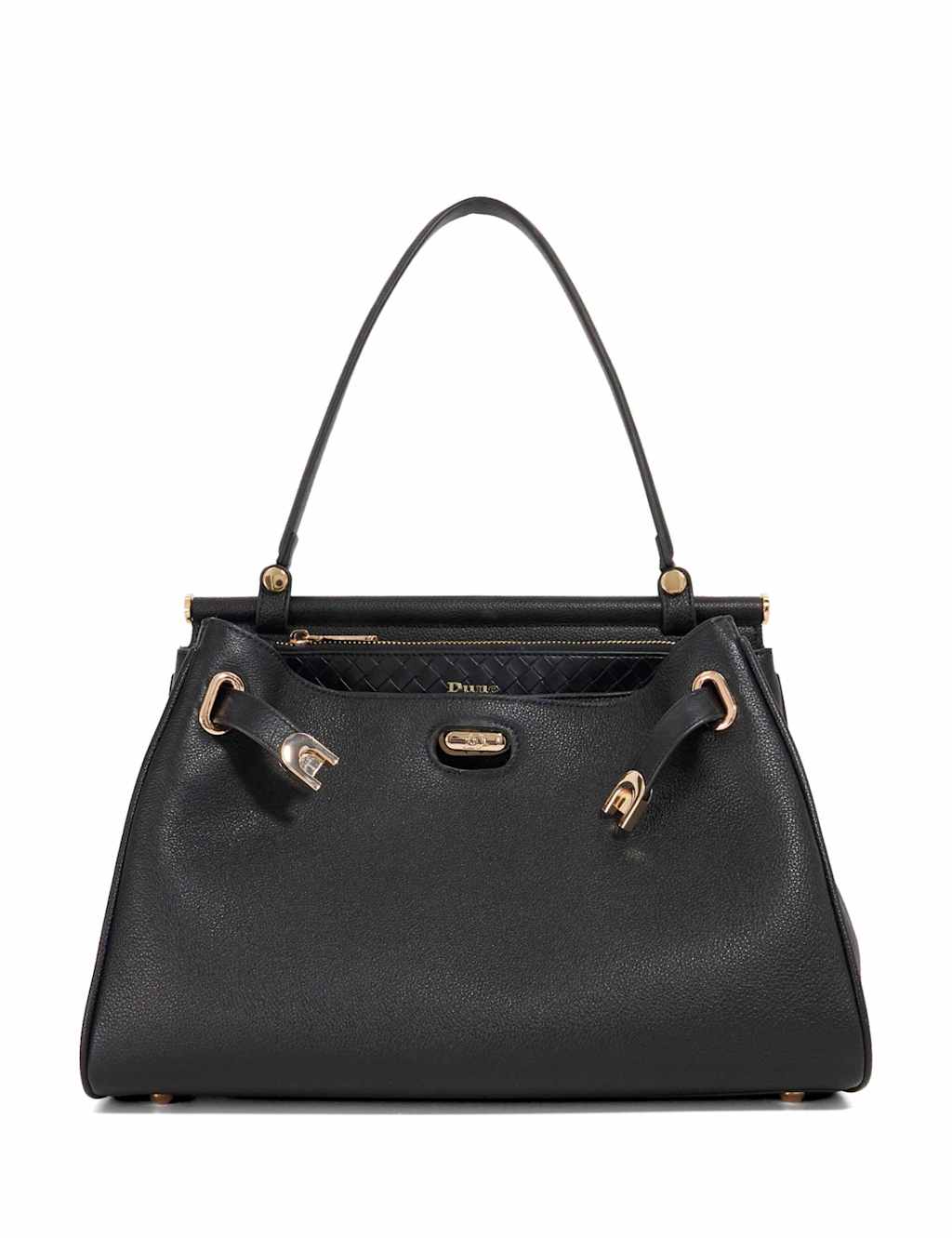 Dune London Leather and Faux Leather Slouchy Grab Bag Black