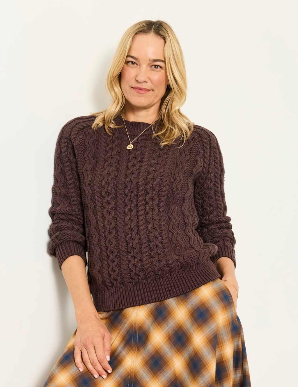 Fatface Women's Cotton Rich Cable Knit Jumper - 16 - Chocolate - Available at M&S
