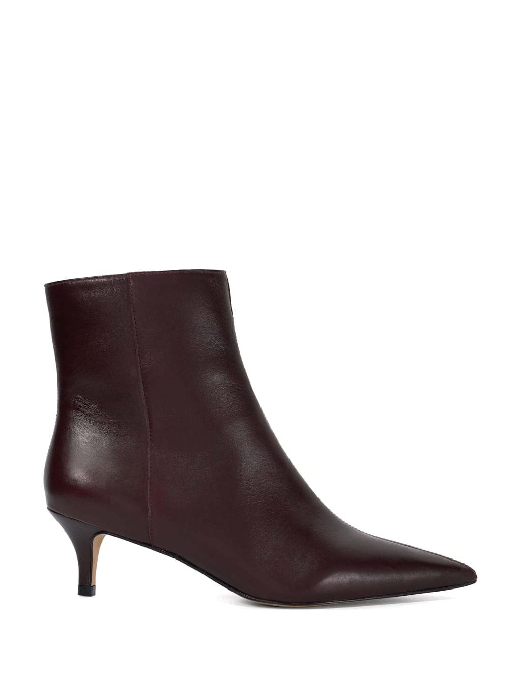 Leather Kitten Heel Pointed Ankle Boots