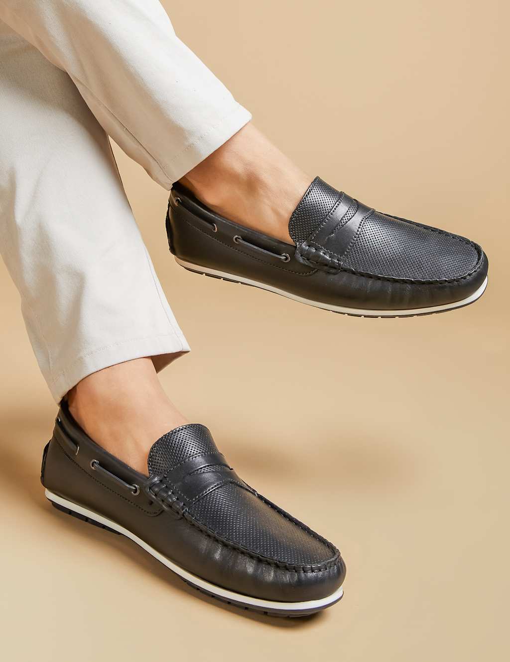 Leather Moccasin Slip-On Shoes