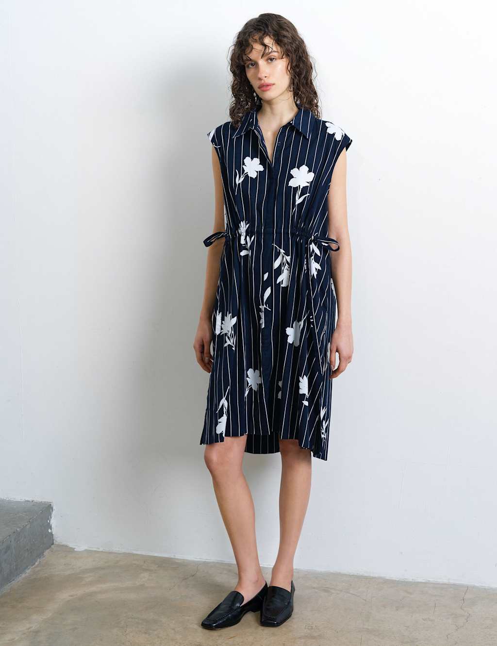 French Connection Women's Pure Cotton Floral Knee Length Shirt Dress - Small - Blue Mix - Available at M&S