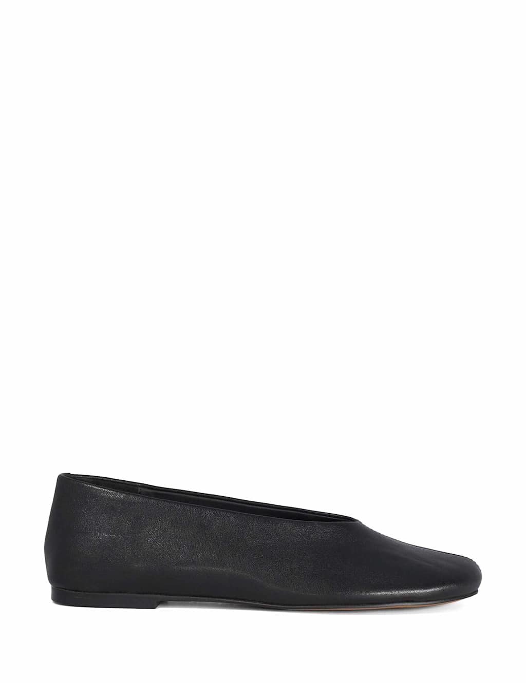 Dune London Women's Leather High Cut Round Toe Ballet Pumps - 7 - Black - Available at M&S