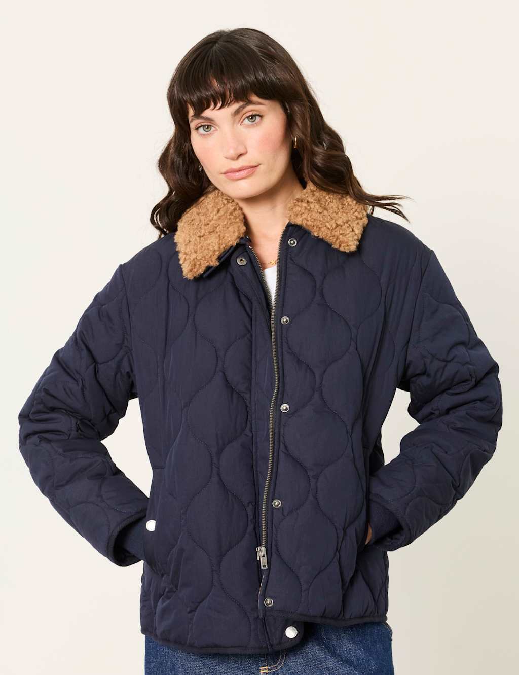 Fatface Women's Cotton Rich Textured Cropped Jacket - 10 - Navy Mix - Available at M&S