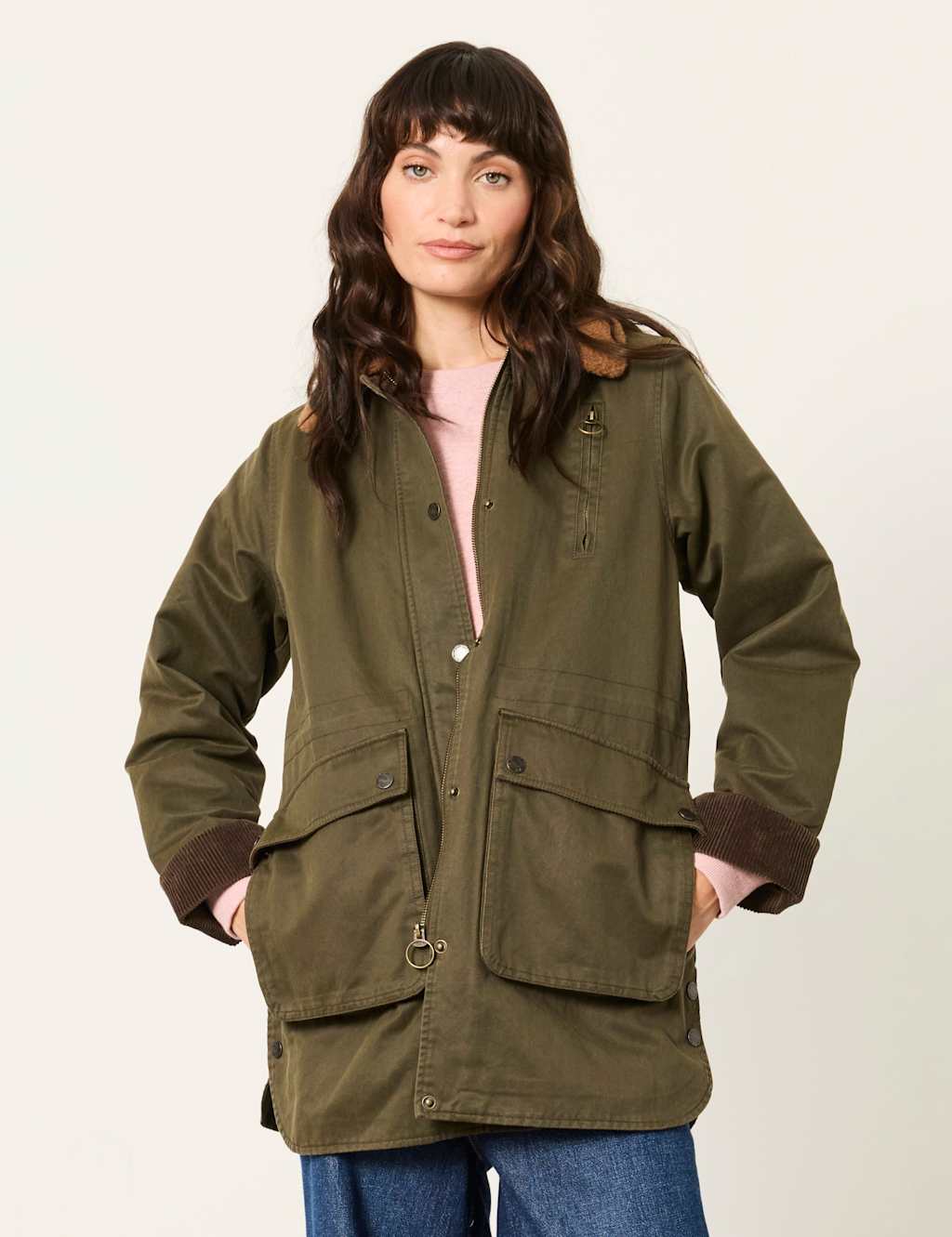 Fatface Women's Cotton Rich Utility Jacket - 10 - Olive - Available at M&S