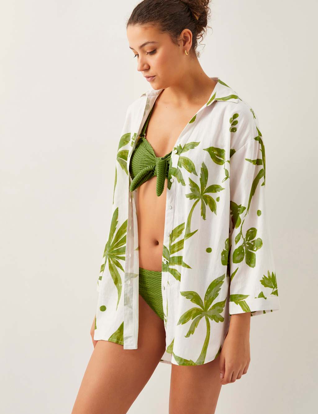 Cotton Rich Palm Print Shirt
