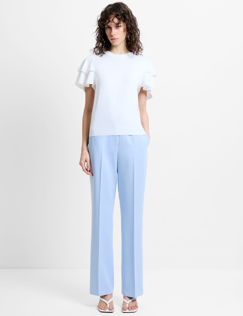 French Connection Women's Straight Leg Trousers - 16 - Blue - Available at M&S