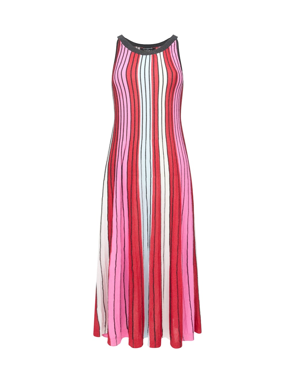 French Connection Women's Striped Knitted Midi Skater Dress - Large - Red Mix - Available at M&S