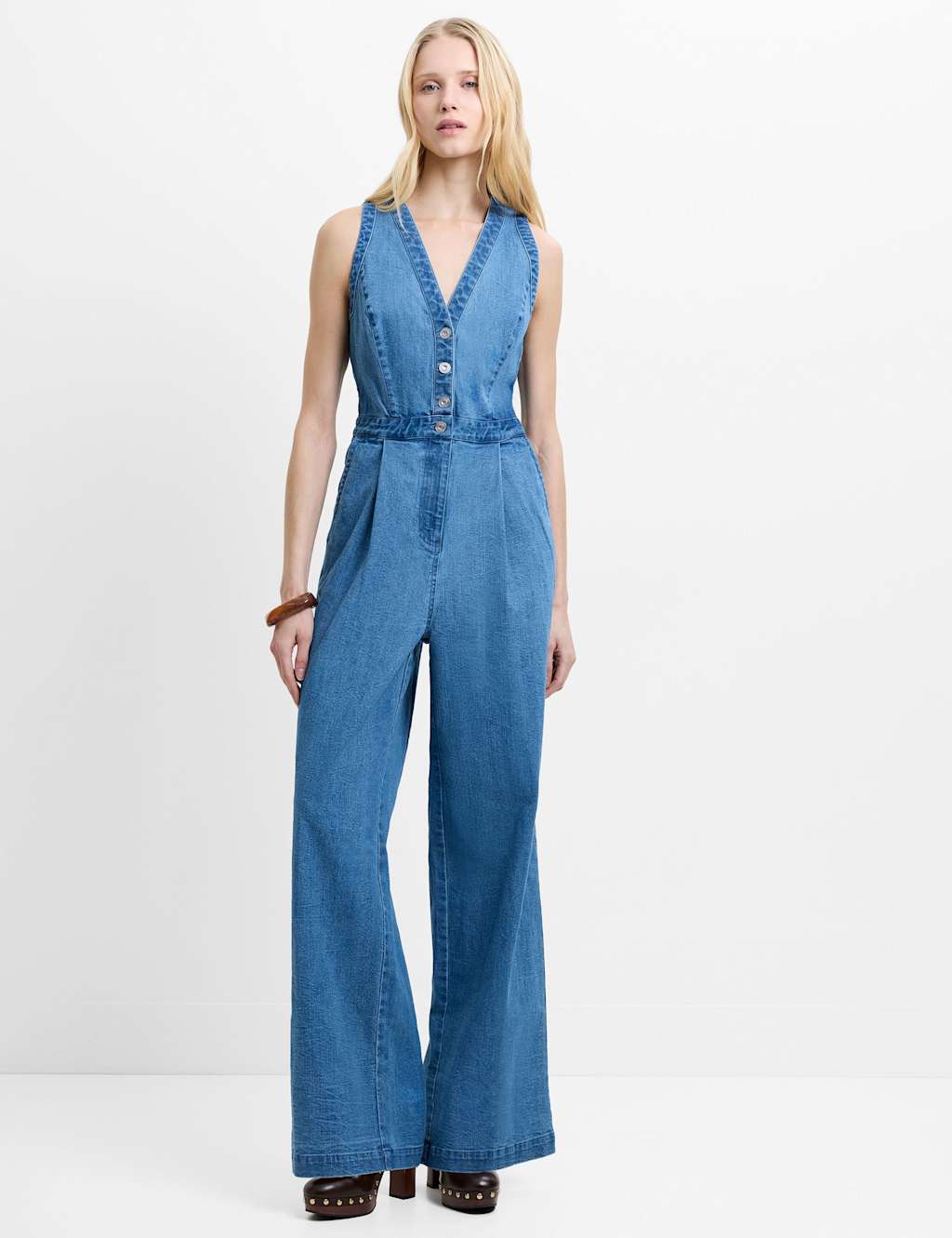 French Connection Women's Pure Cotton Denim Waisted Jumpsuit - 6 - Blue Denim - Available at M&S