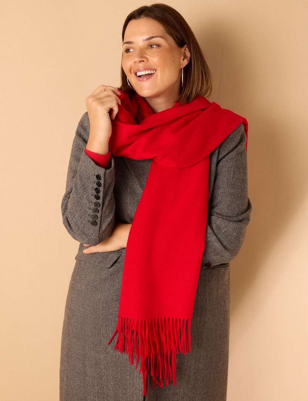 Live Unlimited London Fringed Scarf Bright Red