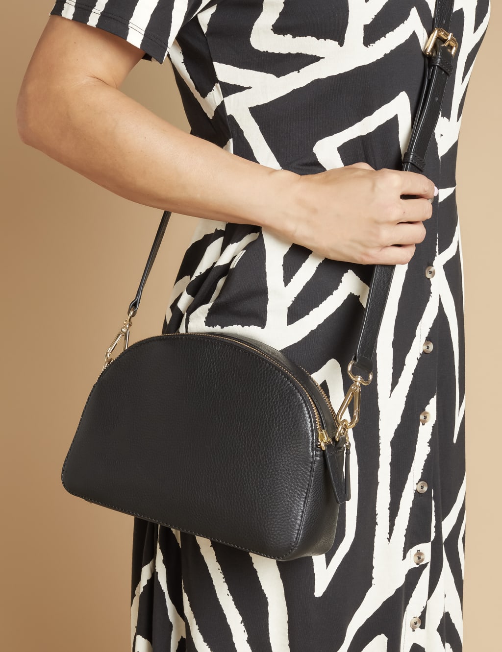 Jones Bootmaker Leather Cross Body Bag Black