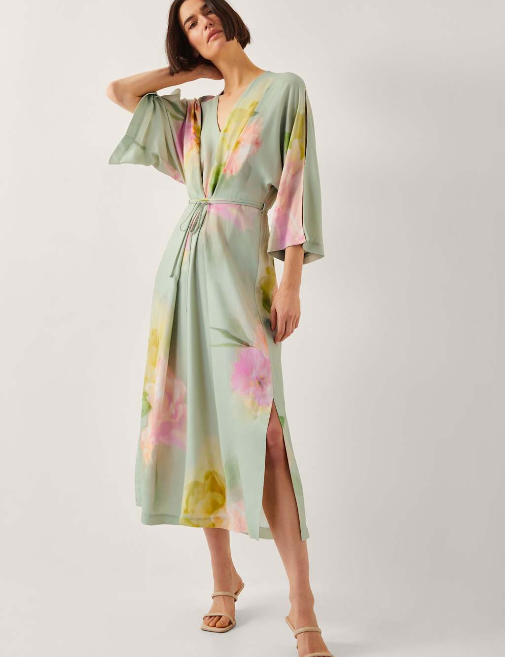 Printed Midi Kimono Dress