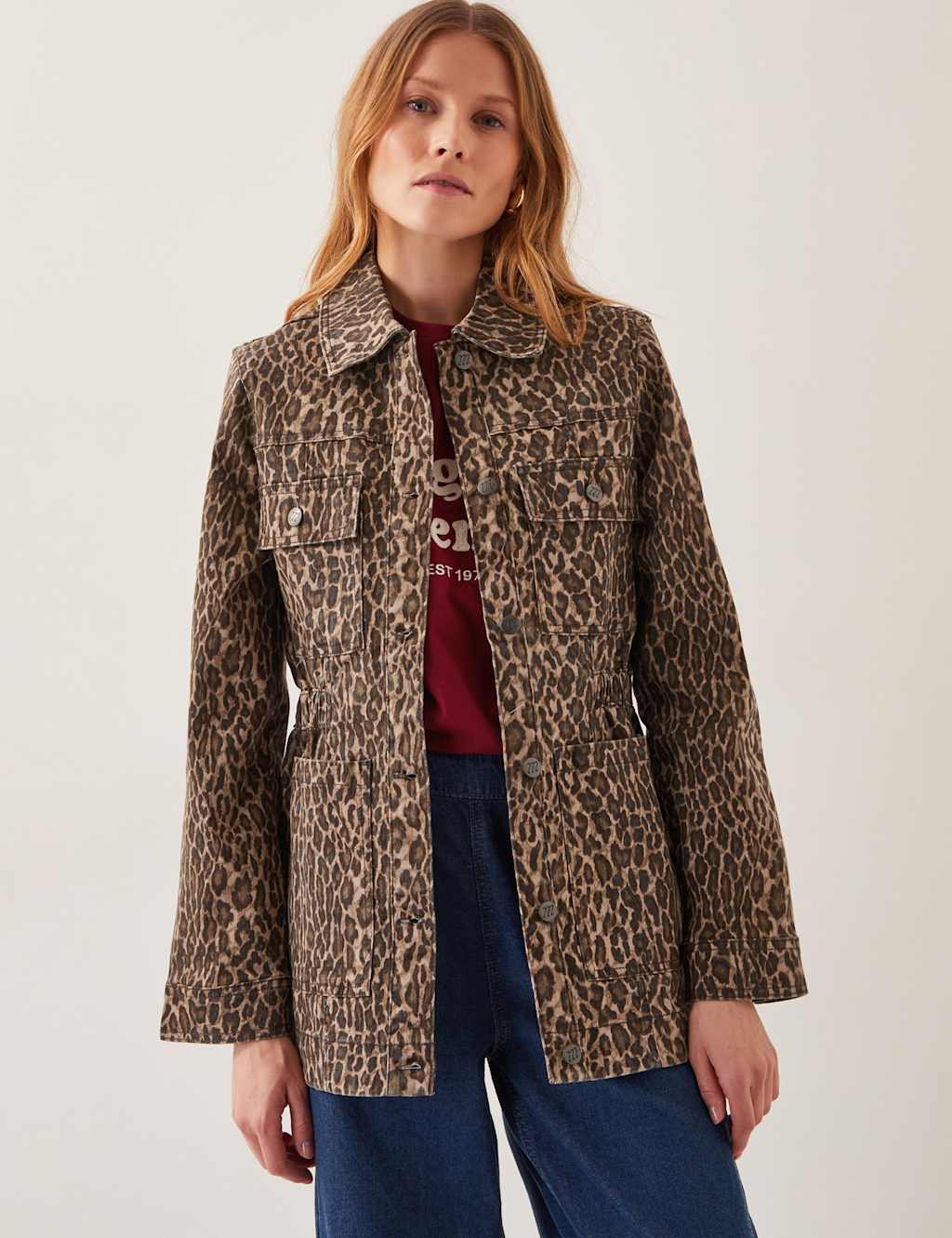 Cotton Rich Animal Print Shacket