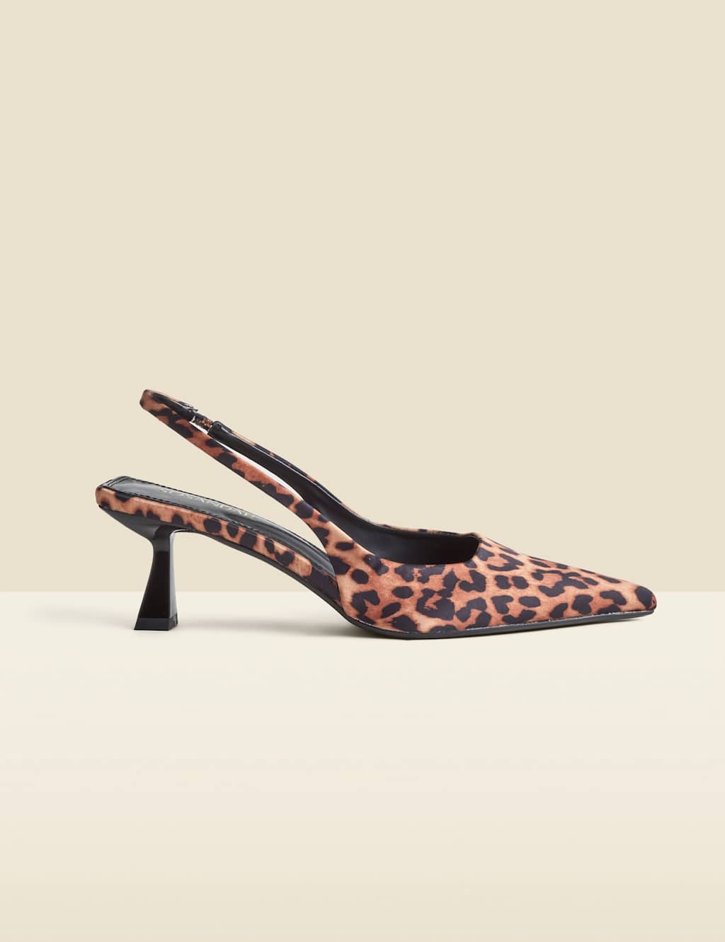 SOSANDAR Leopard Print Kitten Heel Slingback Shoes Brown Mix