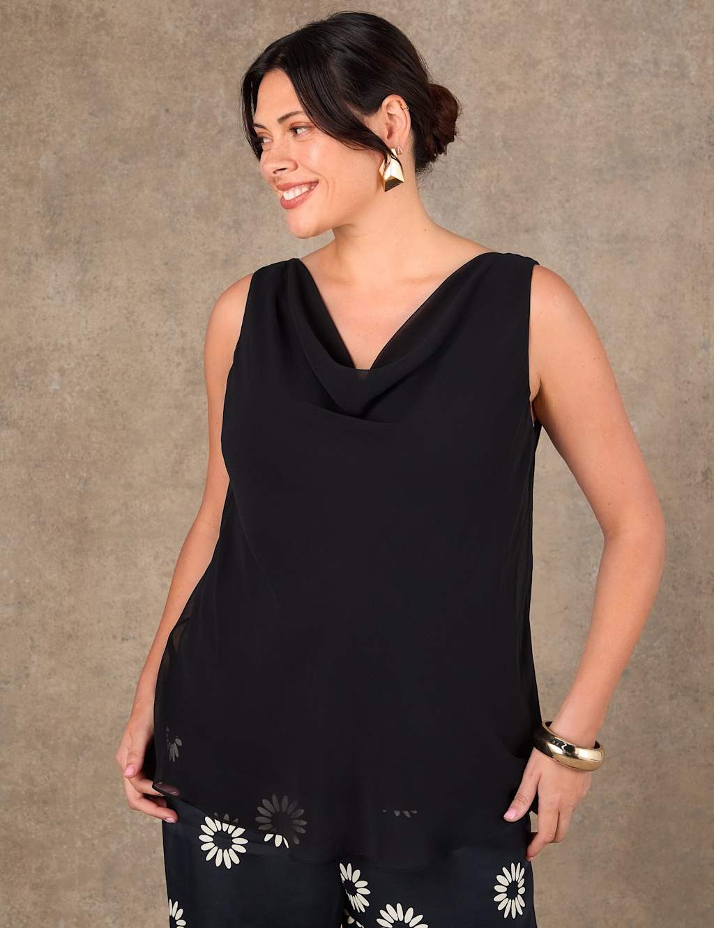 Live Unlimited London Women's Cowl Neck Relaxed Vest Top - 16 - Black - Available at M&S