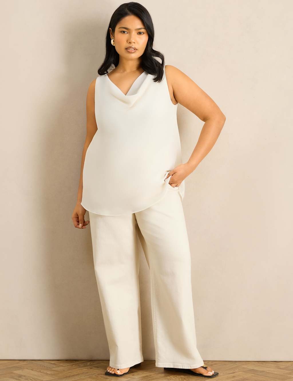 Live Unlimited London Women's Cowl Neck Relaxed Vest Top - 20 - White - Available at M&S