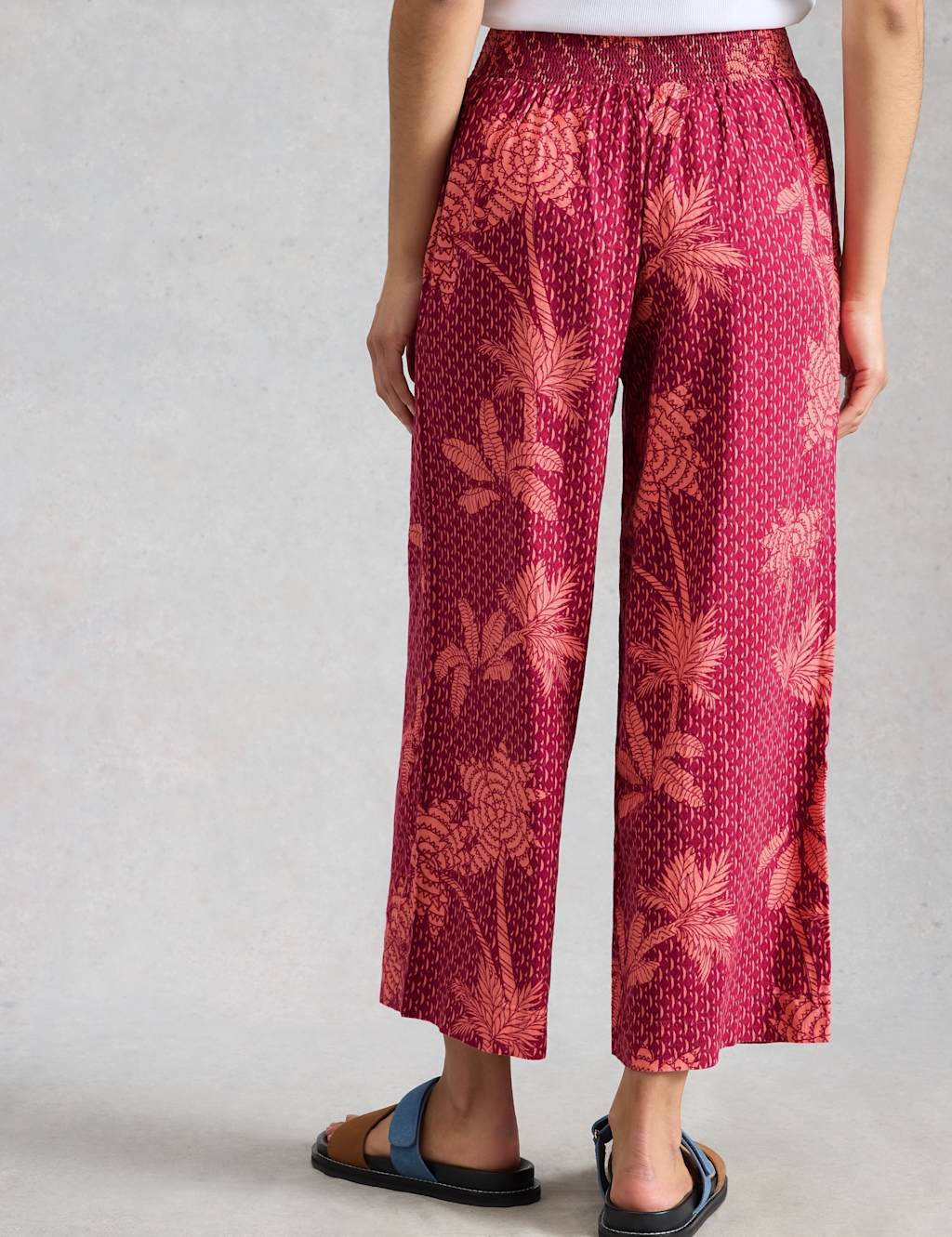 White Stuff Women's Linen Rich Printed Wide Leg Culottes - 16 - Pink Mix - Available at M&S