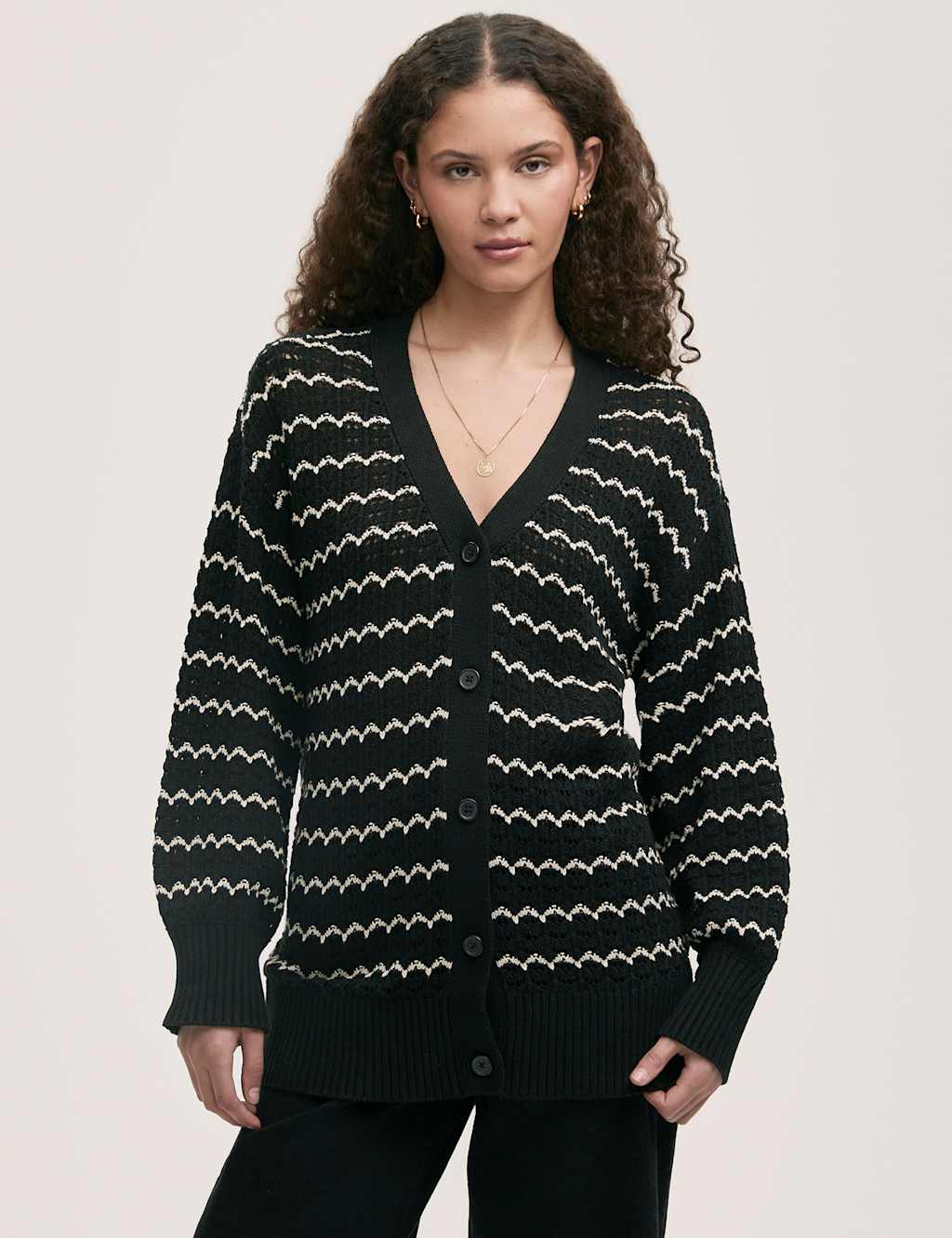 Cotton Rich Striped Long Sleeve Cardigan