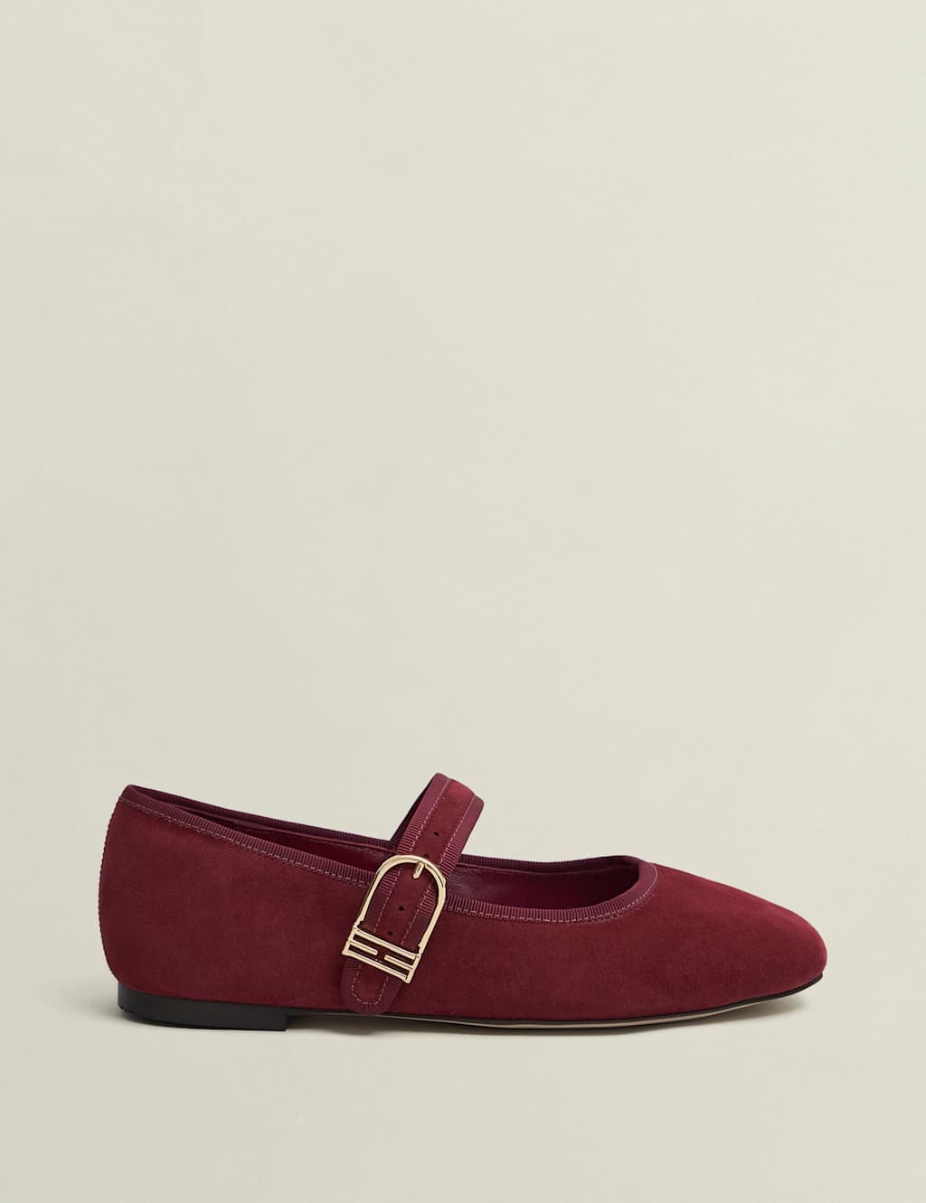 HOBBS Suede Flat Mary Jane Ballet Pumps Red