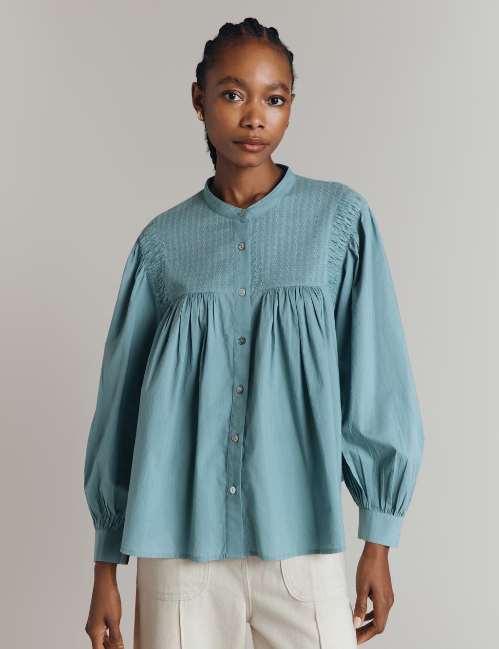 Pure Cotton Jacquard Blouse