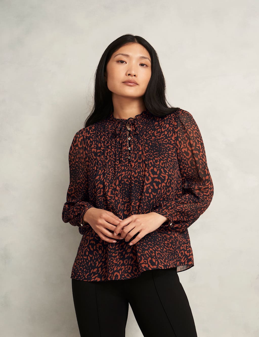 HOBBS Printed Blouse Black