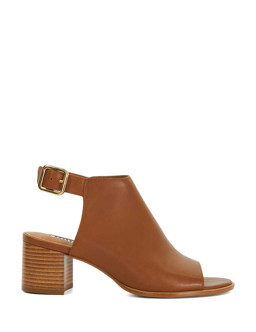 Leather Block Heel Peep Toe Sandals