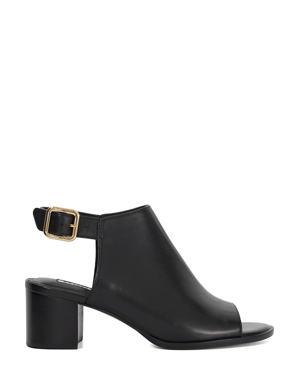 Leather Block Heel Peep Toe Sandals
