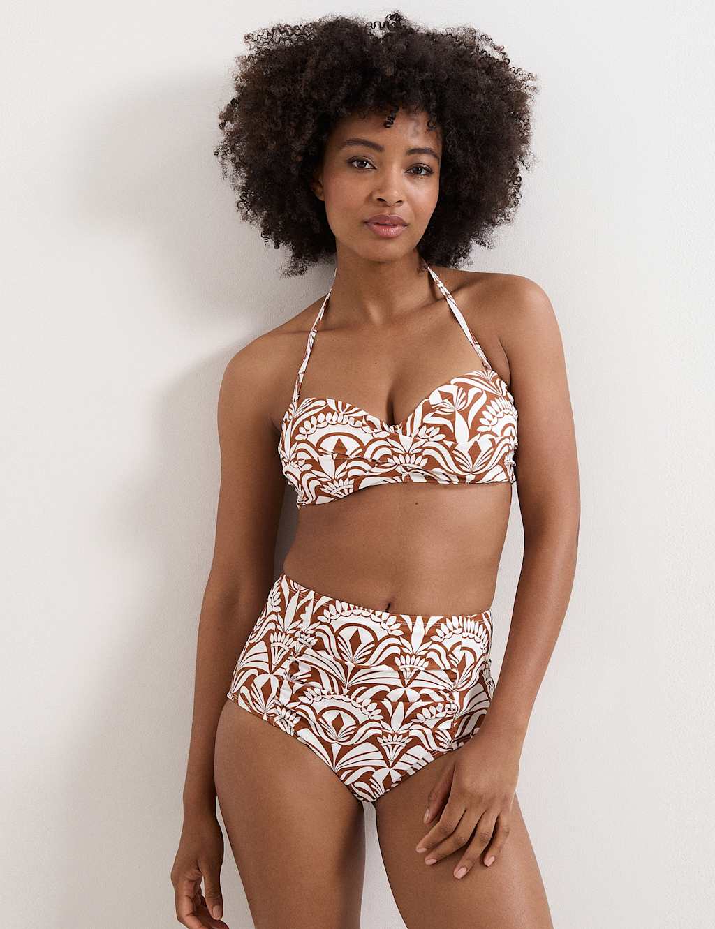 Phase Eight Women's Printed Bandeau Bikini Top - 12 - Brown Mix - Available at M&S