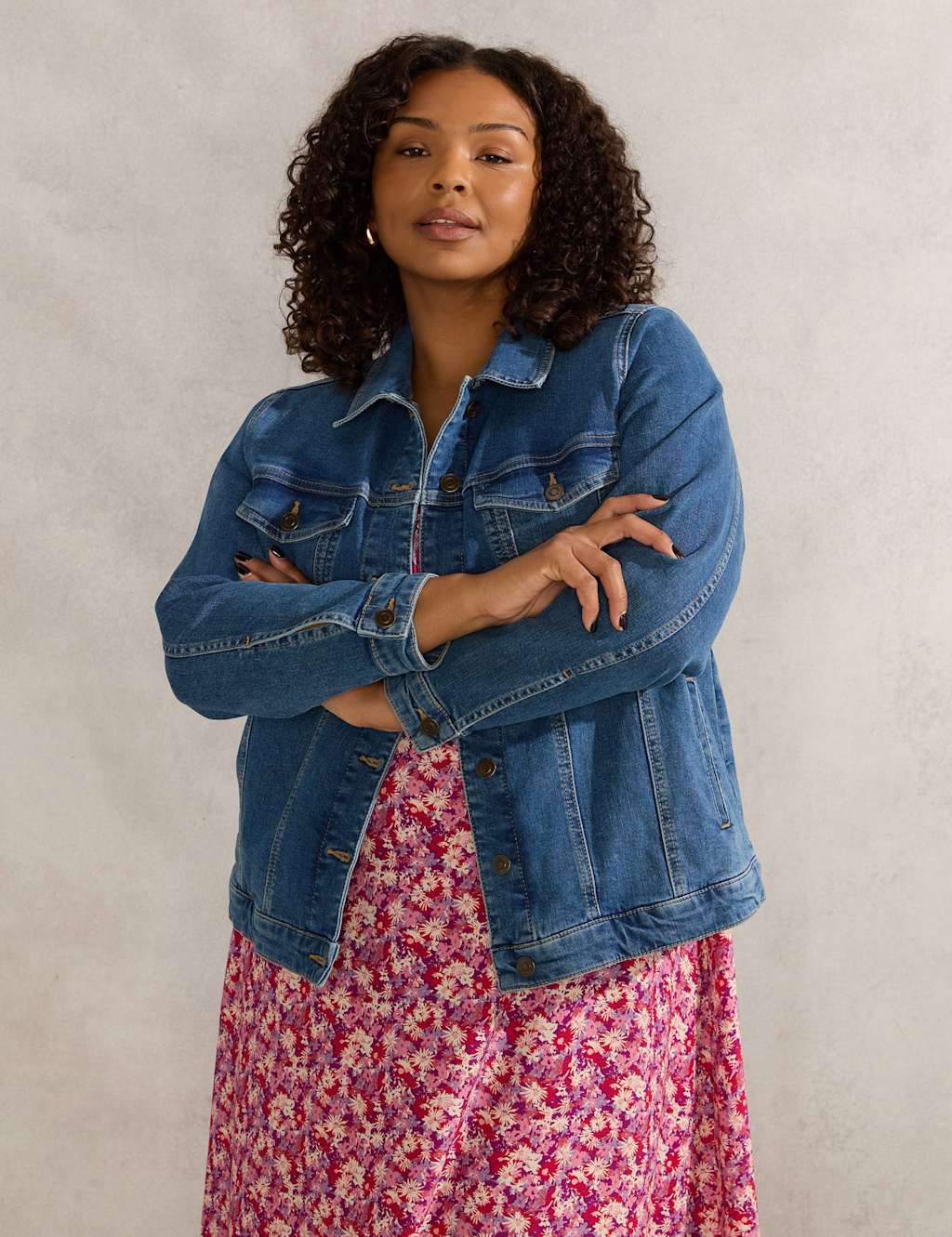 Live Unlimited London Denim Collared Jacket Blue Denim