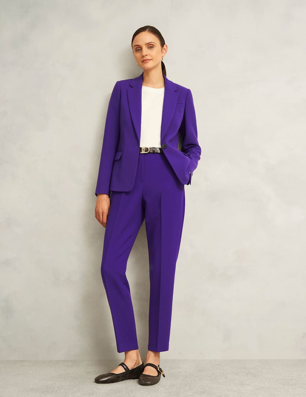 HOBBS Tailored Tapered Ankle Grazer Trousers Purple