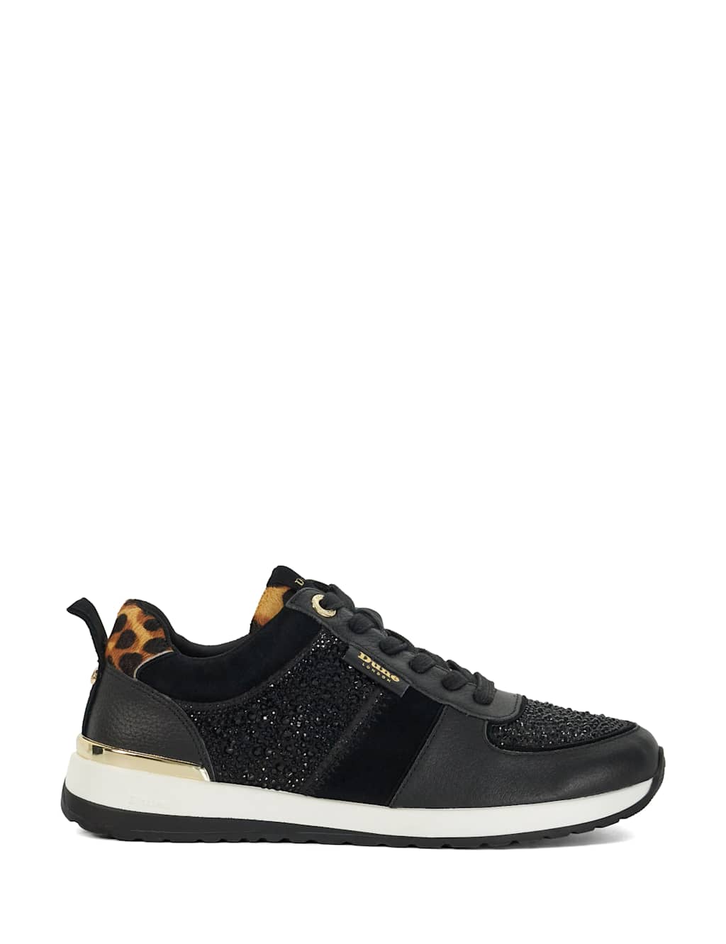 Leather Leopard Print Lace Up Trainers