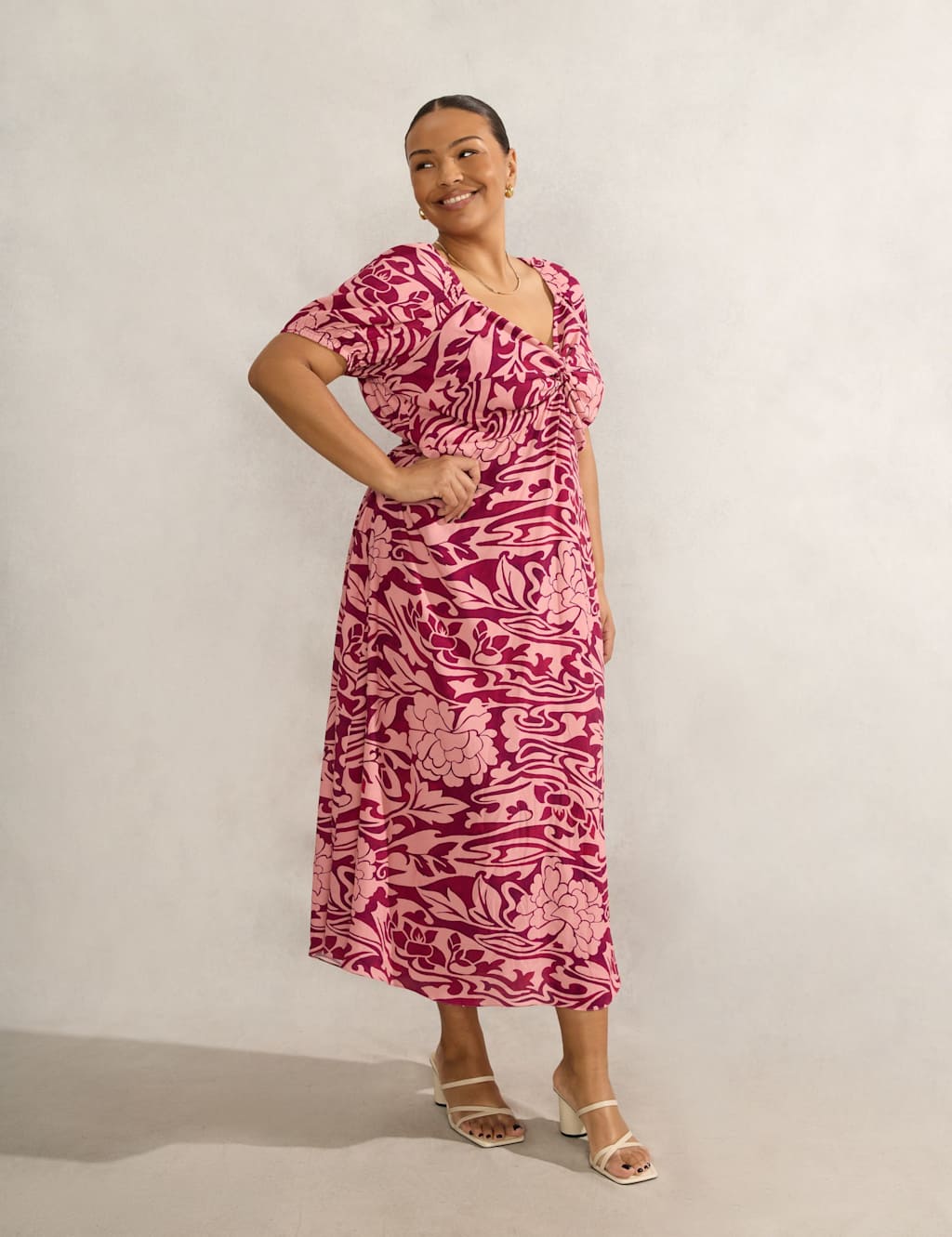 Floral V-Neck Maxi Tea Dress
