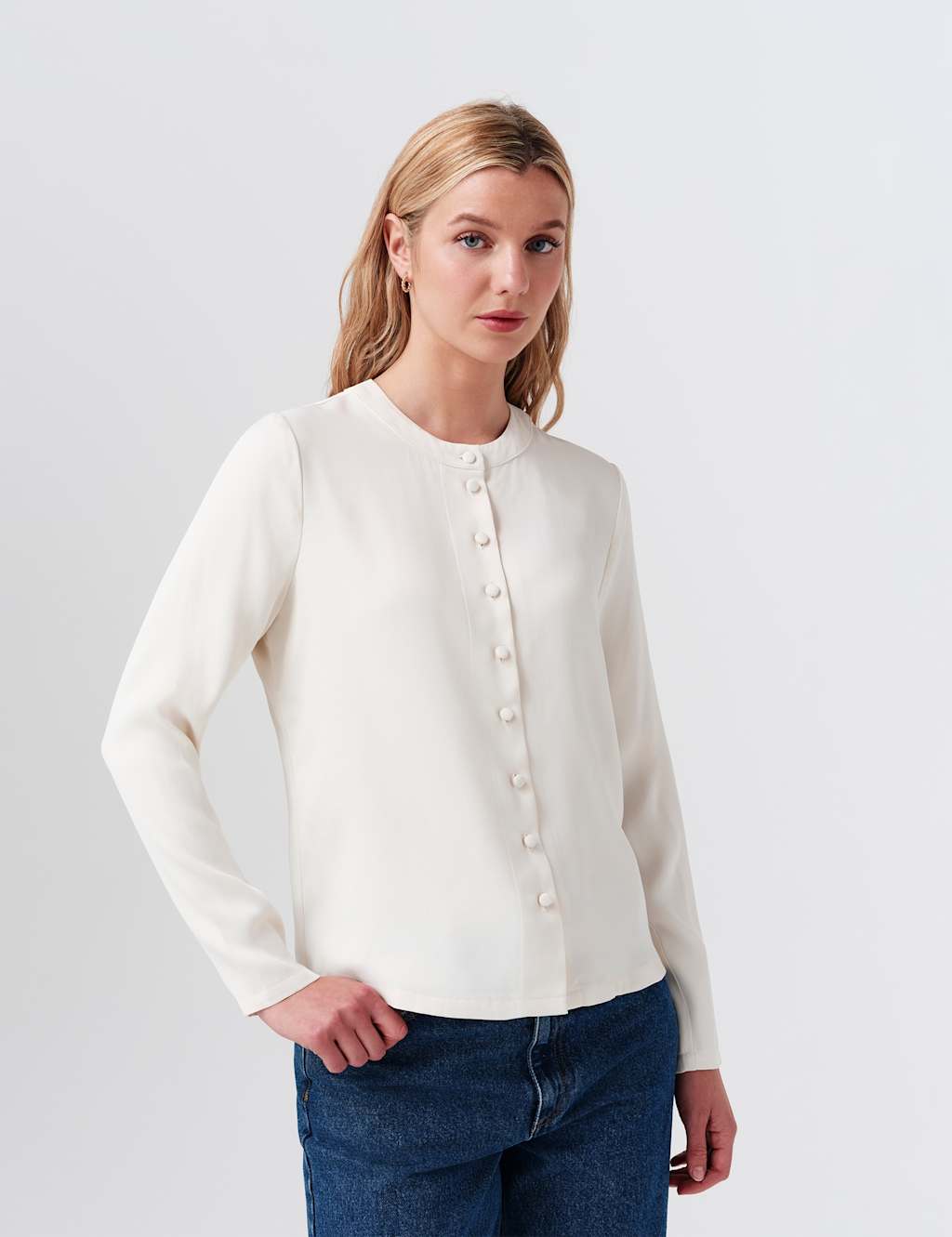 Ghost Women's Crepe Button Front Blouse - 8 - Ivory - Available at M&S