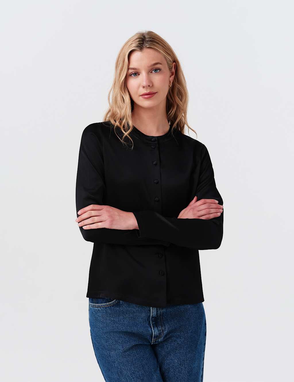 Ghost Women's Crepe Button Front Blouse - 14 - Black - Available at M&S