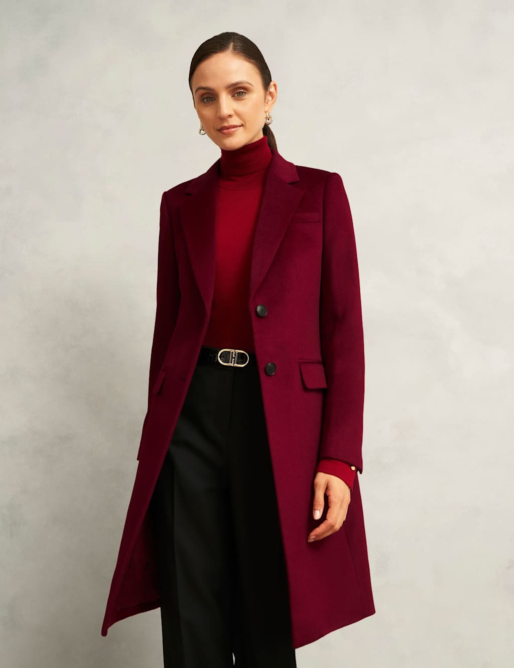 HOBBS Pure Wool Single Breasted Trench Coat Red