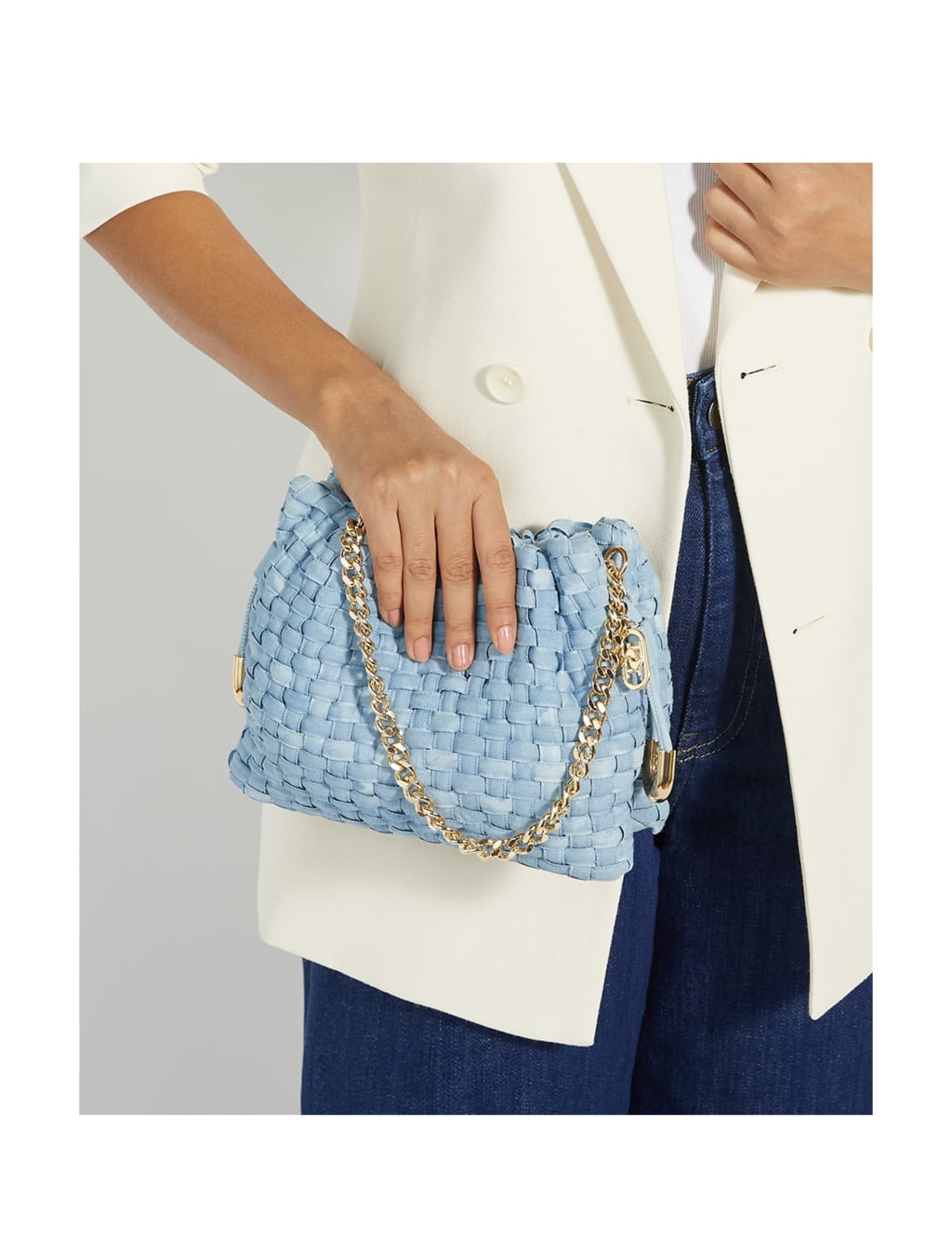 Cotton Rich Drawstring Chain Strap Shoulder Bag