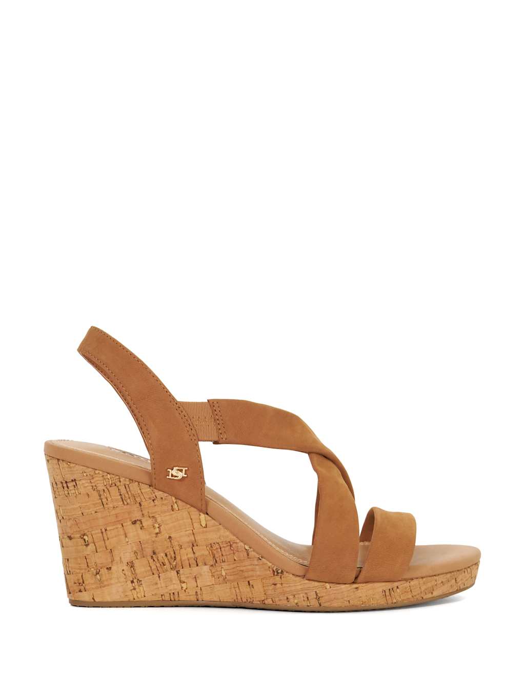 Leather Crossover Wedge Sandals