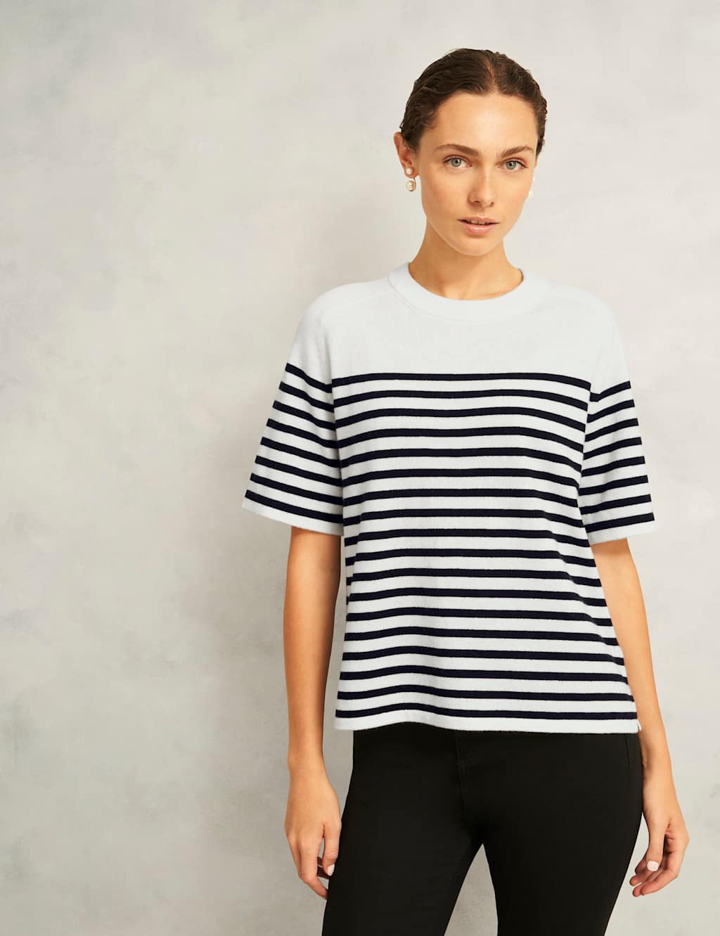 Hobbs Women's Wool Blend Striped T-Shirt - Small - Multi - Available at M&S