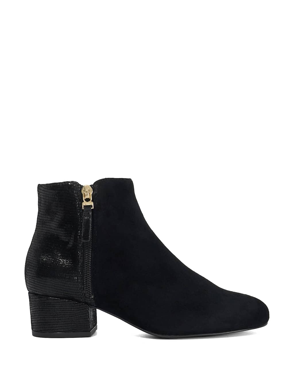 Dune London Women's Suede Block Heel Ankle Boots - 7 - Black - Available at M&S