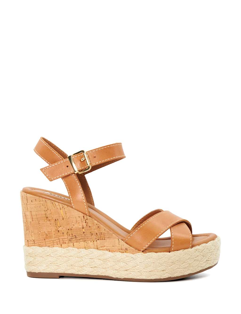Leather Ankle Strap Wedge Sandals
