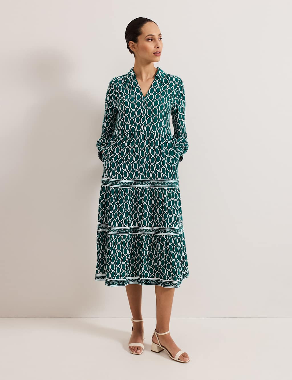 Geometric Midi Tiered Dress