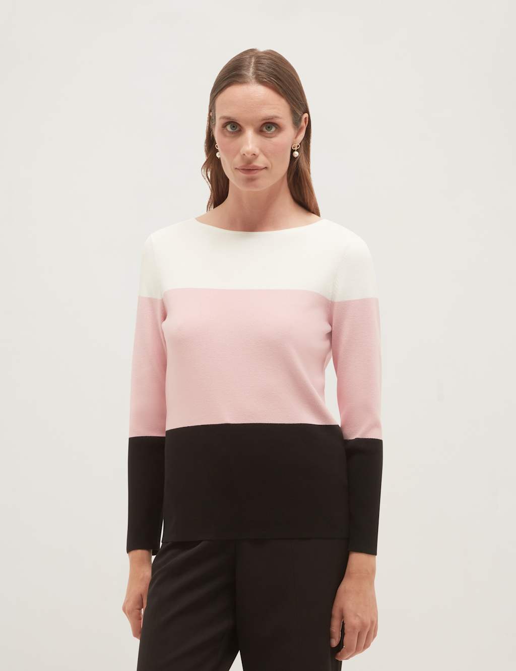 Hobbs Women's Colour Block Crew Neck Jumper - Medium - Pink Mix - Available at M&S