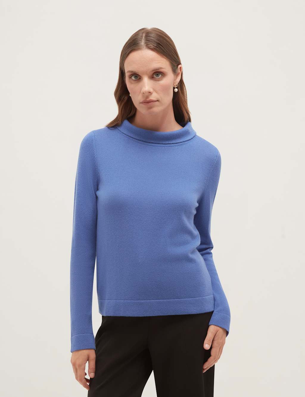 Hobbs Women's Merino Wool Rich Jumper with Cashmere - Large - Blue - Available at M&S