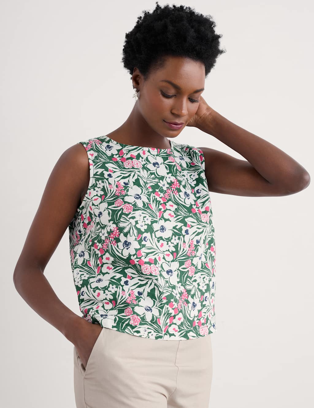 Pure Linen Floral Vest