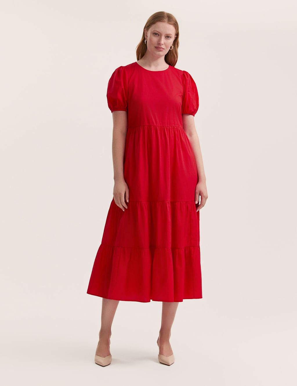Pure Cotton Midi Tiered Dress