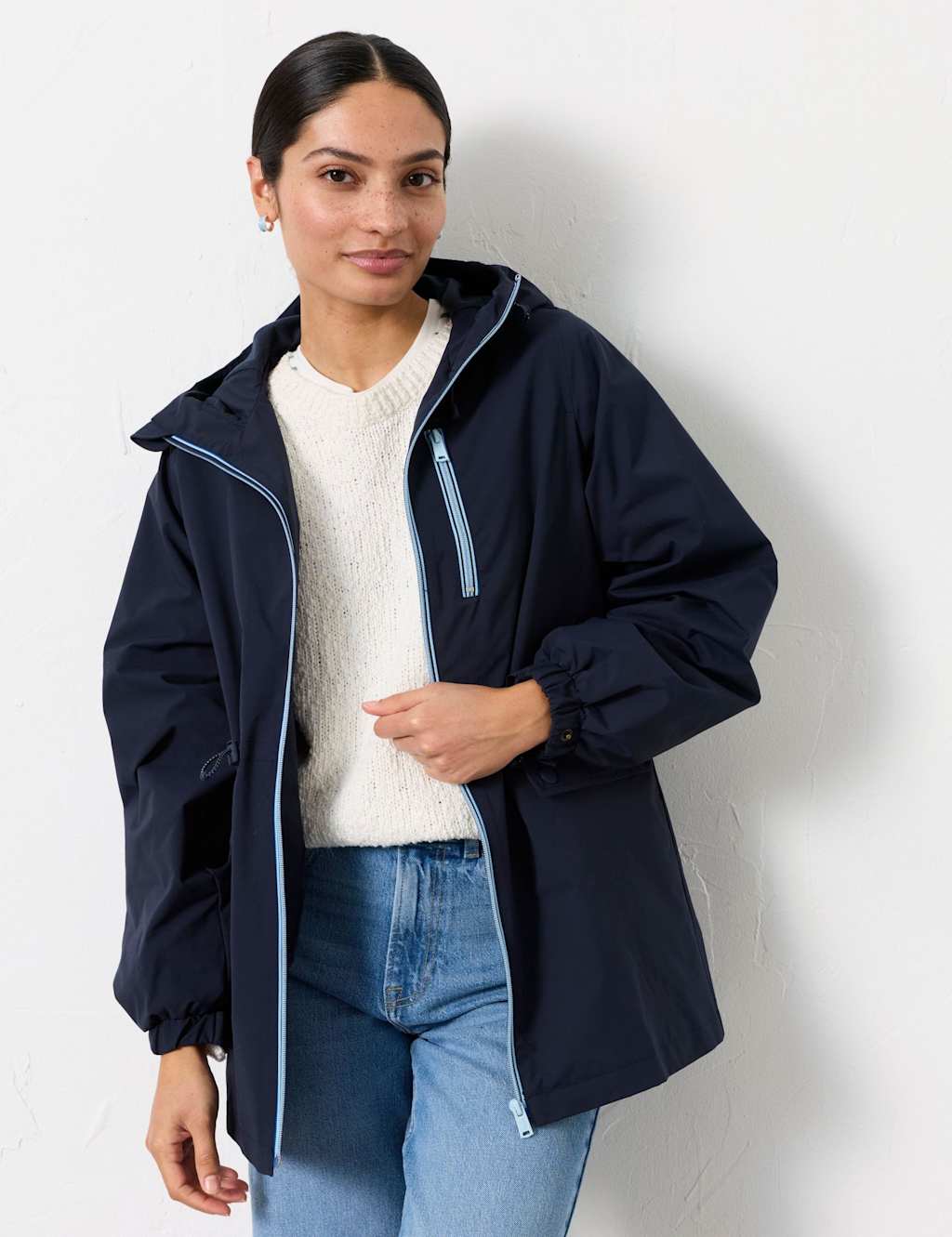 Fatface Women's Hooded Raincoat - 10 - Navy - Available at M&S