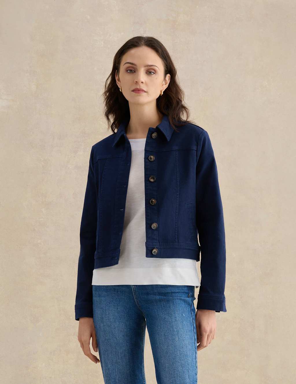 Hobbs Women's Denim Short Jacket - 14 - Navy - Available at M&S